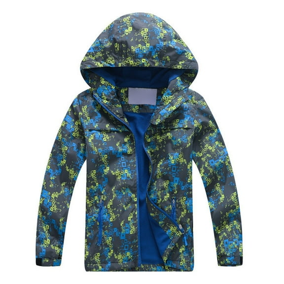 EnJoCho Jackets for Toddler Boys 4t 5t Little Child Outdoor Rainproof Windbreaker Zipper Jacket Colorful Printed Long Sleeve Hooded Jacket with Pockets Kids Trendy Winter Fall Clothes Clearance