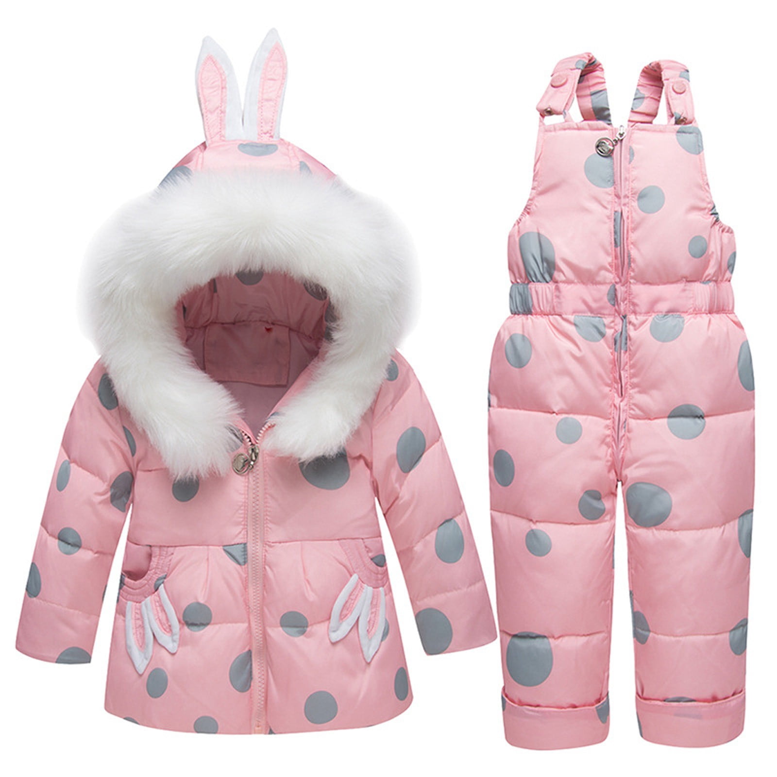 EnJoCho Kids 2 Piece Snowsuit for Toddler Boys Girls, Hooded Padded ...
