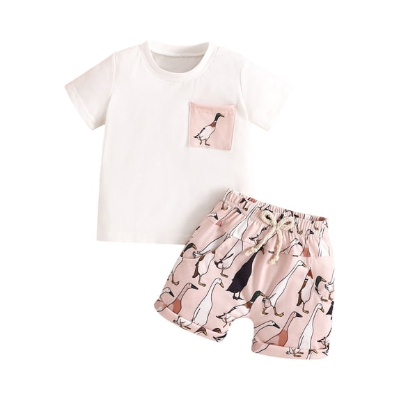 EnJoCho Kids Baby Boys Duck Hunter Clothes Mallard Duck Short Sleeve T-shirt Casual Shorts 2Pcs Toddler Hunting Baby Outfit Toddler Boy Sporty Short Sets Back-to-School Outfits