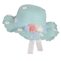 EnJoCho Kids Baby Girl Floral Breathable Hat Kids Strawhat Bucket Hat Cap Sunhat Toddler Lace Bow Flower Decor Caps Casual Outing