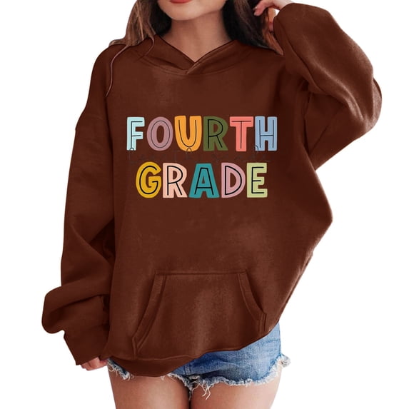 EnJoCho Kids Back-to-School Sweatshirts First Day of Fourth Grade Pullover Tops Boys Girls Cute Oversized Graphic Sweatshirt Girls School Unifor𝗆 Sweatshirt