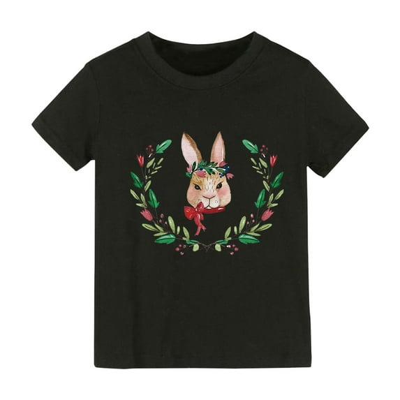 EnJoCho Kids Basic Clothes Toddler Girls T Shirt Short Sleeve Shirt Bunny Print Cute Summer Bunny Print Cute Easter Clothes Princess Vest Shirt Top