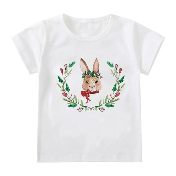 EnJoCho Kids Basic Clothes Toddler Girls T Shirt Short Sleeve Shirt Bunny Print Cute Summer Bunny Print Cute Easter Clothes Princess Vest Shirt Top