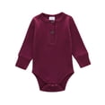 thumbnail image 1 of EnJoCho Kids Birthday Clothing Kids Toddler Baby Girls Boys Long Sleeve Solid Ribbed Romper Bodysuit Outfits Clothes Toddler Winter Trendy Bodysuit Home Wear, 1 of 3
