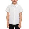thumbnail image 1 of EnJoCho Kids Boys Button Down Shirt Short Sleeve Plain Lapel Lapel Collar Shirts with Pocket Toddler Plain School Unifor𝗆 Tops, 1 of 4