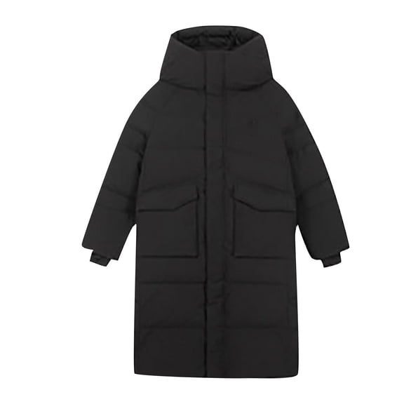 EnJoCho Kids Boys Girls Hooded Down Jackets Mid Length Winter Fashion Casual Warm Coats Solid Color Cozy Zipper Outwear Windproof Snow Ski Parka