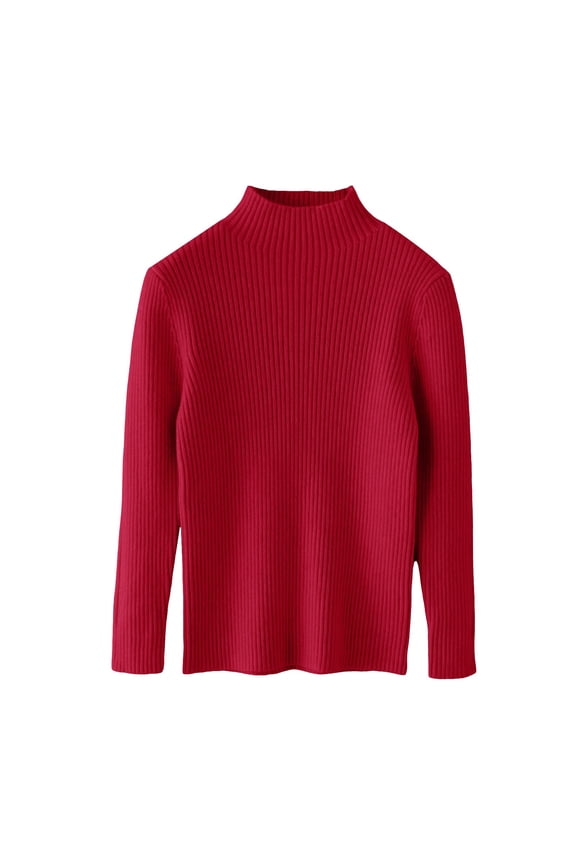 Kids Boys Girls Ribbed Knit Sweater Moc𝗄 Neck Pullover Long Sleeve Solid Warm Cozy Fall Winter Jumper Top Casual Thermal Wear Layering