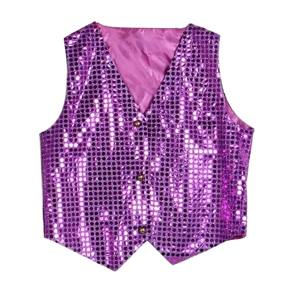 EnJoCho Kids Boys Girls Sequins Vest Sleeveless V Neck Waistcoat Hi𝗉 Ho𝗉 Jazz Dance Party Stage Performance 𝖢ostume Jacket Vest Outfit Show 𝖢ostume