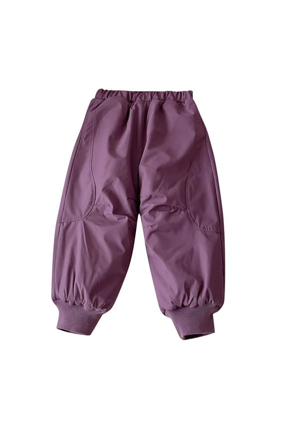 Kids Boys Girls Snow Pants Winter Insulated Ski Hiking Pants Windproof Quilted Jogger Snowpants Loose Elastic Waist Trousers