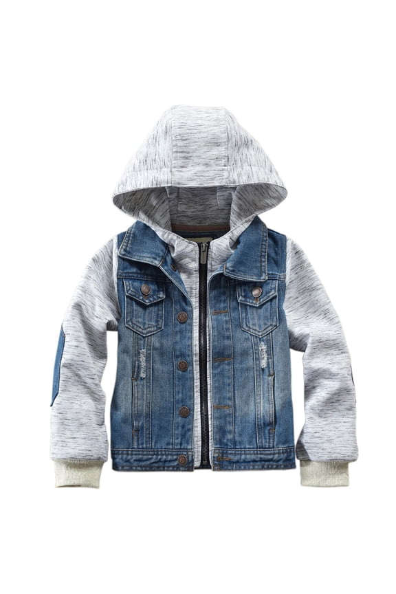 Kids Boys Girls Zip Up Hooded Denim Jacket Button Down Long Sleeve Trendy Jean Coat Fall Winter Warm Soft Outwear Girls Cowgirl Hooded Jacket Denim