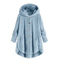 thumbnail image 1 of EnJoCho Kids Button Wearable Blanket Hoodie, Soft Fuzzy Fleece Loose Fit Outerwear, Cozy Warm Bed Jacket, Boys Girls Night Loungewear for Relaxing at Home and Cold Evening Wear, 1 of 8