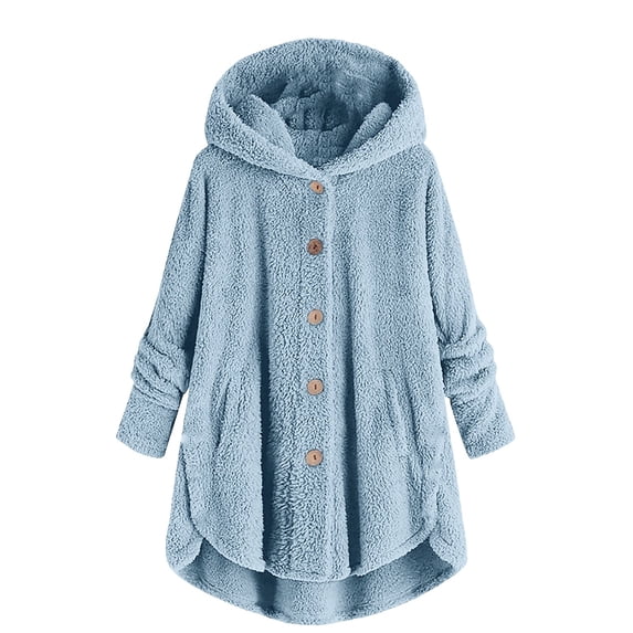 EnJoCho Kids Button Wearable Blanket Hoodie, Soft Fuzzy Fleece Loose Fit Outerwear, Cozy Warm Bed Jacket, Boys Girls Night Loungewear for Relaxing at Home and Cold Evening Wear