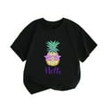 thumbnail image 1 of EnJoCho Children's Holiday Tops Little Children and Big Kids Hello Pineapple Cartoon Print Boys and Girls Tops Short Sleeved T Shirts 1 to 8 Years Casual Trendy Tee Tops, 1 of 6