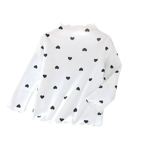 EnJoCho Kids Casual Clothes Children Boys Girls Basic Long Sleeves Bottoming Shirt T Shirt Heart Printed High Collar Base Tops Jacket School Home Shirts