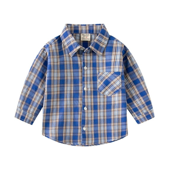 EnJoCho Kids Casual Clothes Toddler Boys Girls Long Sleeve Fashion Plaid Shirt Button Tops Coat Outwear for Boys Clothing Kids Fall Gentleman School Playwear Clothes