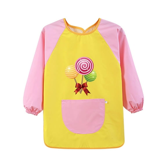 EnJoCho Kids Casual Painted Clothes Children's Art Overalls Apron Painting Supplies Boys Girls Long Sleeves Color Patchwork Coat with Pocket Fashion School Wear