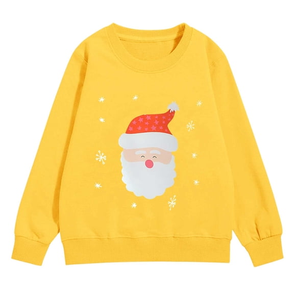 EnJoCho Kids Christmas Crewneck Sweatshirt - Retro Merry Xmas Long Sleeve Pullover with Bright Holiday Doodles for Boys & Girls
