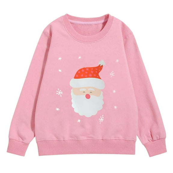 EnJoCho Kids Christmas Crewneck Sweatshirt - Retro Merry Xmas Long Sleeve Pullover with Bright Holiday Doodles for Boys & Girls