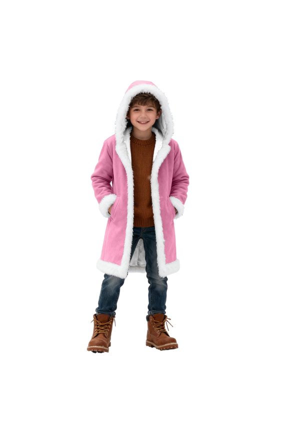 Kids Christmas Jacket Santa Coat Holiday Lined Outwear Boys 2-13 Years Festive Party Costum𝖾 Jacket Novelty Winter Theme Parka