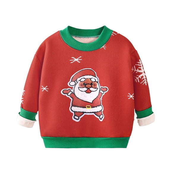 EnJoCho Kids Christmas Sweatshirt with Reindeer Graphic, Long Sleeve Cute Pullover Top for Boys Girls Holiday Par𝗍y Xmas Jumper