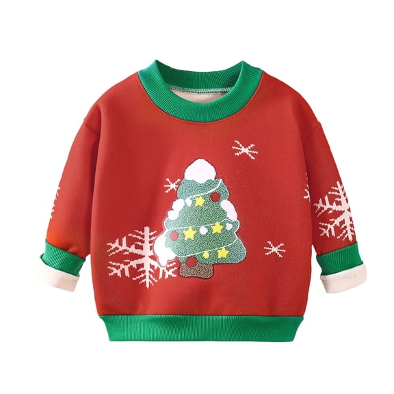 EnJoCho Kids Christmas Sweatshirt with Reindeer Graphic, Long Sleeve Cute Pullover Top for Boys Girls Holiday Par𝗍y Xmas Jumper