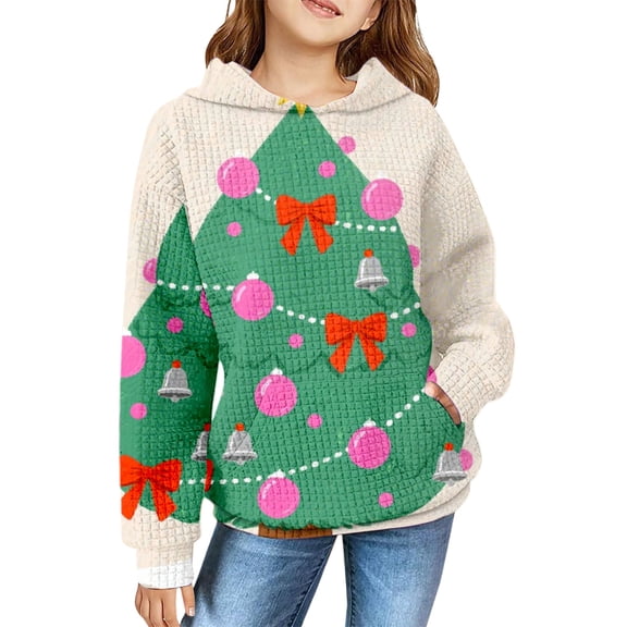 EnJoCho Kids Christmas Tree Hoodie | Novelty Holiday Pullover Sweatshirt for Boys Girls, Festive Winter Warm Tops with Long Sleeve Cozy Clothes