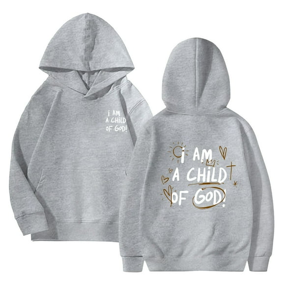 EnJoCho Kids' Comfy Hooded Pullover Girls' Spring Fall And Winter I AM A CHILD OF GOD Printed Drop Shoulder Hooded Sweatshirt Girls' Stylish Long Sleeve Top