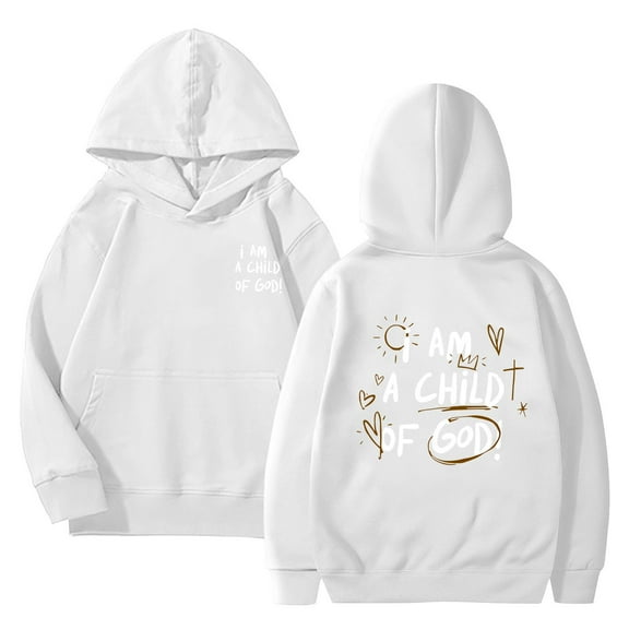 EnJoCho Kids' Comfy Hooded Pullover Girls' Spring Fall And Winter I AM A CHILD OF GOD Printed Drop Shoulder Hooded Sweatshirt Girls' Stylish Long Sleeve Top