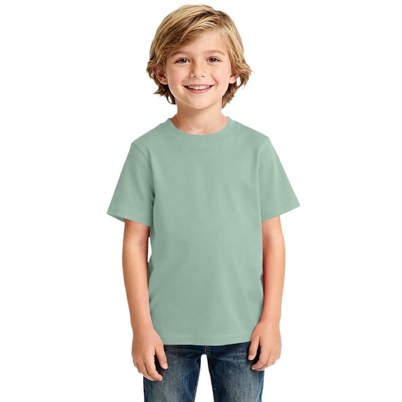 EnJoCho Kids Cotton Crewneck Tees Short Sleeve Toddler Soft Solid Tops Boys Girls Graphic Playtime Everyday Casual Comfort