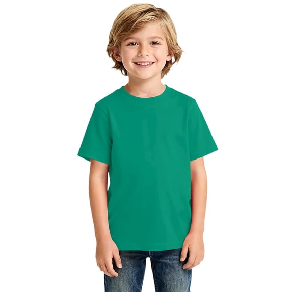 EnJoCho Kids Cotton Crewneck Tees Short Sleeve Toddler Soft Solid Tops Boys Girls Graphic Playtime Everyday Casual Comfort