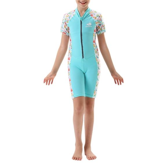 EnJoCho Kids Dive Skins Full Body Swimsuit Boys Girls Youth Thin Rash Guard Wetsuit Front Zipper Long Sleeve Water Sports Suit Diving Swimming Kayaking Surfing Rashguard