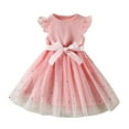 thumbnail image 1 of EnJoCho Kids Dress Baby Girls Bowknot Ruffle Short Sleeve Tulle Birthday Dresses Patchwork Party Dress Princess Dress Outfits Clothes Little Children Girl Summer Trendy Dress 4-5 Years, 1 of 7