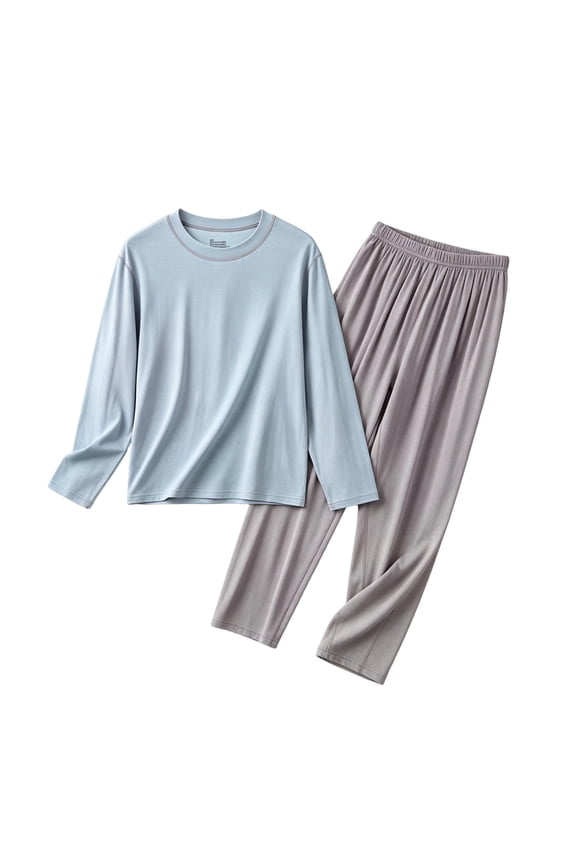 Kids Fall Clothes Boys Girls Soli𝖽 Colors 2 Piece Loose Fit Casual Set Cotton Comfy Crew Neck Pullover and Wide Leg Pants Set Boys’ Comfy Loungewear Outfit