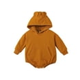 thumbnail image 1 of EnJoCho Kids Fall Romper Baby Unisex Solid Long Sleeves Hooded Sweateshirt with Pocket Toddler Boys Girls Cute Daily Jumpsuit Home Outing Outwear, 1 of 9