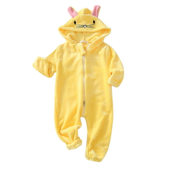EnJoCho Kids Fall Romper Toddler Boys Girls Long Sleeve Winter Rabbit Ears Hooded Jumpsuit Cute Furry Romper Home Casual Sleep Outwear Bodysuit