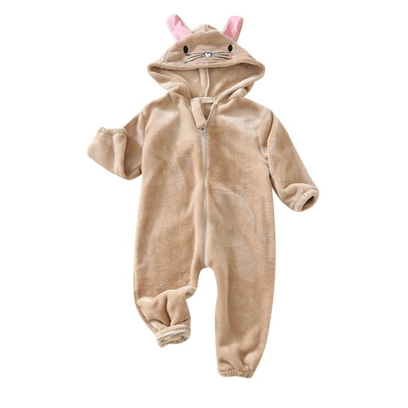 EnJoCho Kids Fall Romper Toddler Boys Girls Long Sleeve Winter Rabbit Ears Hooded Jumpsuit Cute Furry Romper Home Casual Sleep Outwear Bodysuit