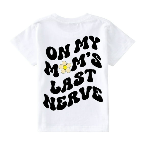 EnJoCho Chidren Comfy Clothes Toddler Boys Girls Trendy Tee Tops On My Moms Last Nerve Short Sleeve Letter Print Shirt Mama's Mini Funny T Shirt Top
