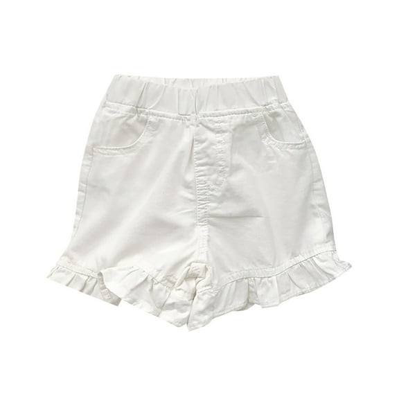 EnJoCho Kids Fashion Jeans Toddler Girls Solid Color Ruffle Hem Denim Shorts Skirt with Pockets Summer Casual Outwear Play Outfits Girls Daily Wear Short Pants
