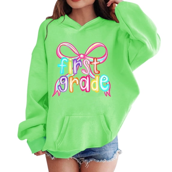 EnJoCho Kids First Day of School First Grade Hoodies Oversized Back-to-School Hooded Sweatshirts Boys Girls Cute Pullover Tops Girls Uniforđť—† Style Sweater Back-to-School