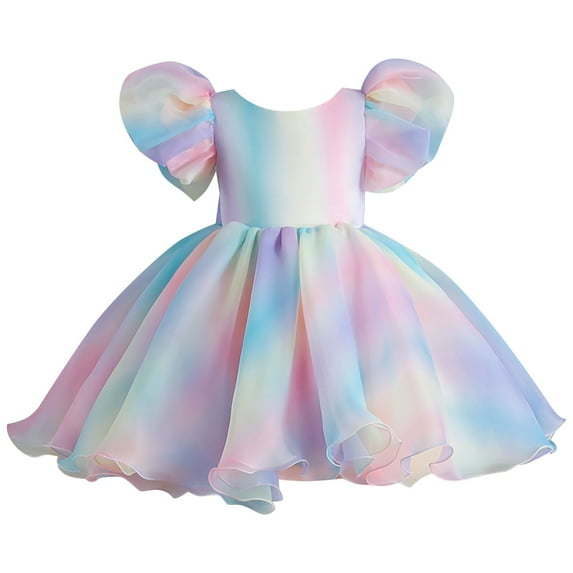 EnJoCho Kids Flowy Skirt toddler Girls Printed and Dyed Dazzling Patterns Round Neck Sleeveless Princess Dress Lace Puffy Dresses Cute Little Girl Summer Fashion Party Dress