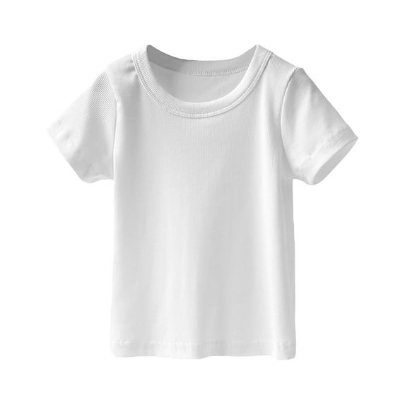 EnJoCho Kids Four Seasons Tops Toddler Girls Boys Cotton Solid Color Short Sleeve T Shirt Knitted Round Neck Top for 1 to 7 Years Summer Base Clothes