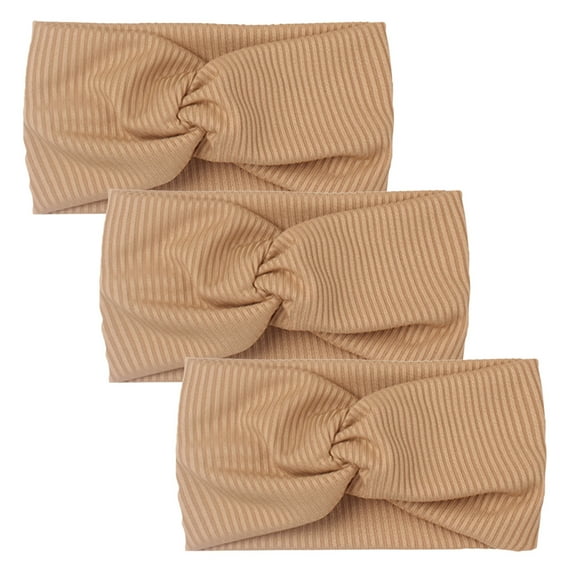EnJoCho Kids Girl Solid Stripe Cotton Headband Stretch Headwear Accessories 3PC Toddler Baby Soft Home Outing Headband