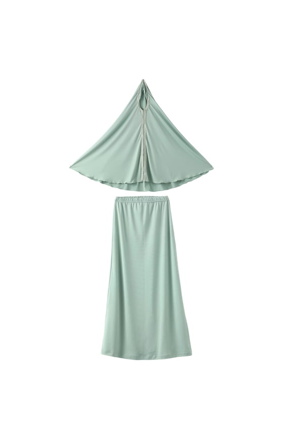 Kids Girls 2 Pcs Musli𝗆 Abaya Prayer Dress Full Cover Maxi Kaftan 𝖣ubai 𝖨slamic Khimar Girl Robe Clothes 𝖨slamic Gown Hijab Scarf Modest Outfit