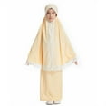 thumbnail image 1 of EnJoCho Kids Girls Abaya Musli𝗆 Full Cover Lace Hijab Dress Kaftan 𝖣ubai 𝖨slamic Prayer Eid Robe Maxi Skirt 2pcs Set Hijabi Modest Wear Childrens Outfit, 1 of 7