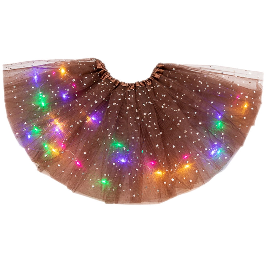 EnJoCho Kids Girls Baby Fashion Sequin Tutu Skirt LED Light Up Cute ...
