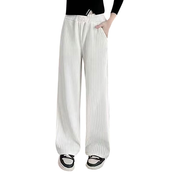 EnJoCho Kids Girls Baggy Corduroy Ribbed Pants Solid Color Loose Elastic Waist Comfy Casual Fall Fashion Warmth Trousers Joggers Sweatpants