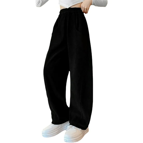 EnJoCho Kids Girls Baggy Corduroy Ribbed Pants Solid Color Loose Elastic Waist Comfy Casual Pants Fall Fashion Warmth Trousers Clothing Toddler