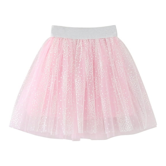 EnJoCho Kids Girls Ballet Skirts Party Dot Prints Solid Colour Tulle Dance Skirt Kids Fashion Casual Wear Princess Dress