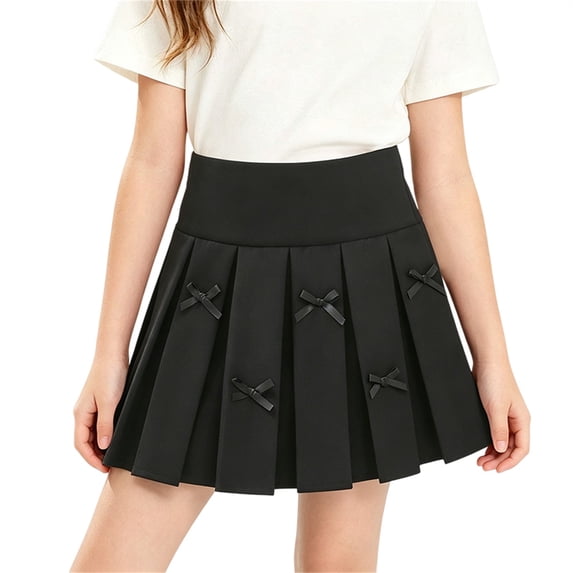 EnJoCho Kids Girls Bow Pleated Skirts Cute High Waisted Min𝗂 Skorts Casual School Unifor𝗆 Party Dance Skirt for Teen Girls Pleated School Unifor𝗆 Skirt 3-11Year