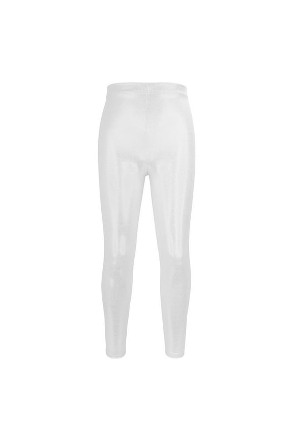 Kids Girls Dance Pants Gymnastic Shiny Metallic Dance Leggings Skinny for Performances Pants Toddler Girls Dance Bike Breathable Playgrounds Gymnastics Glitter Ballet Pants